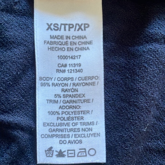 Dynamite Navy Blue T-Shirt with Floral Lace Hem - Picture 7 of 7